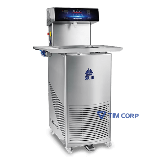 Máy temper socola Selmi Legend – thiết bị chuyên nghiệp công suất lớn, tích hợp phân liều tự động và bàn rung gia nhiệt.