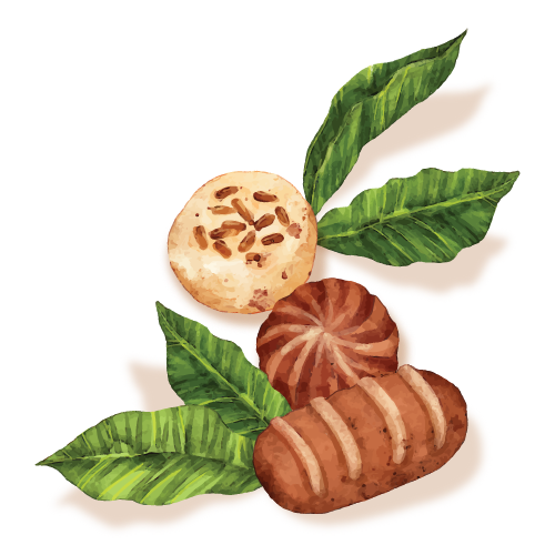 Bánh được làm từ cacao cùng lá xanh trang trí