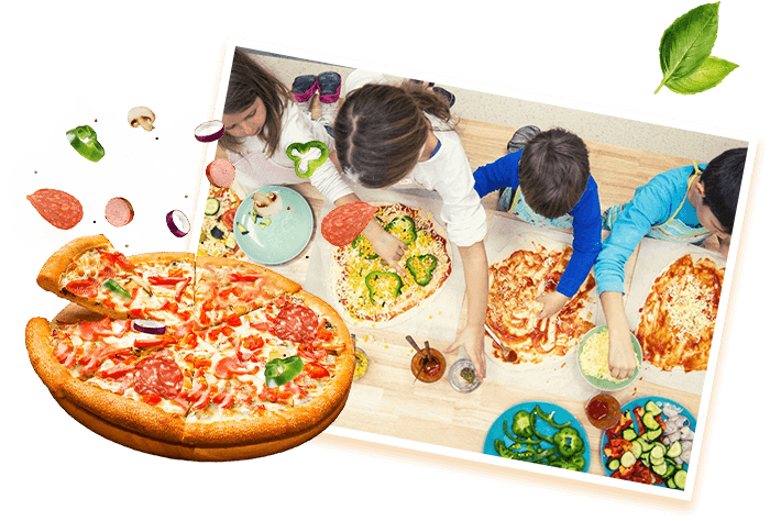 Trẻ em tham gia lớp học trải nghiệm làm pizza tại TIM Corp, tự tay nhào bột, chọn topping và sáng tạo chiếc bánh của riêng mình.